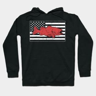 Retro American Flag & Bass Fishing Hoodie